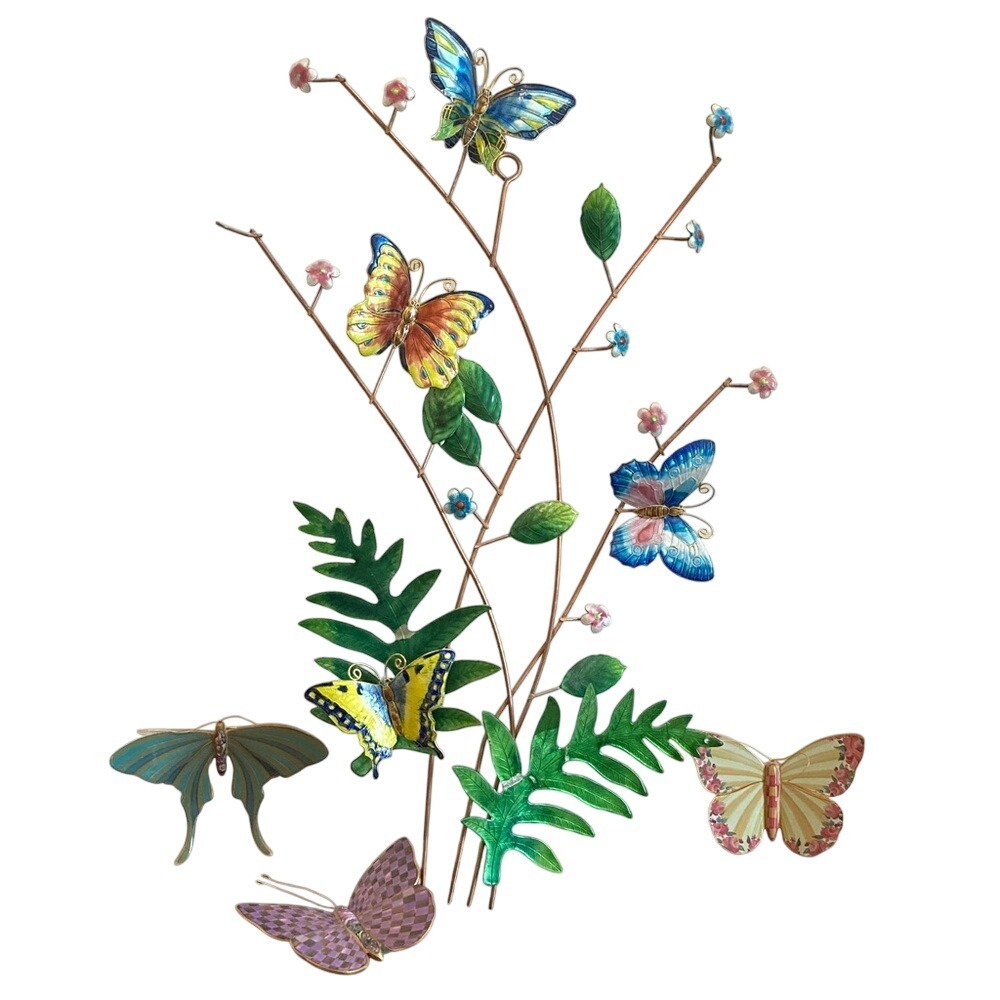 MacKenzie Childs Field Butterfly Trio Plus Metal Wall Art Hanging Nature Home